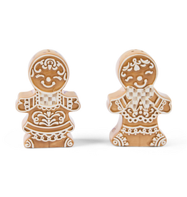 Mackenzie-Childs mocha check gingerbread salt & pepper shaker set