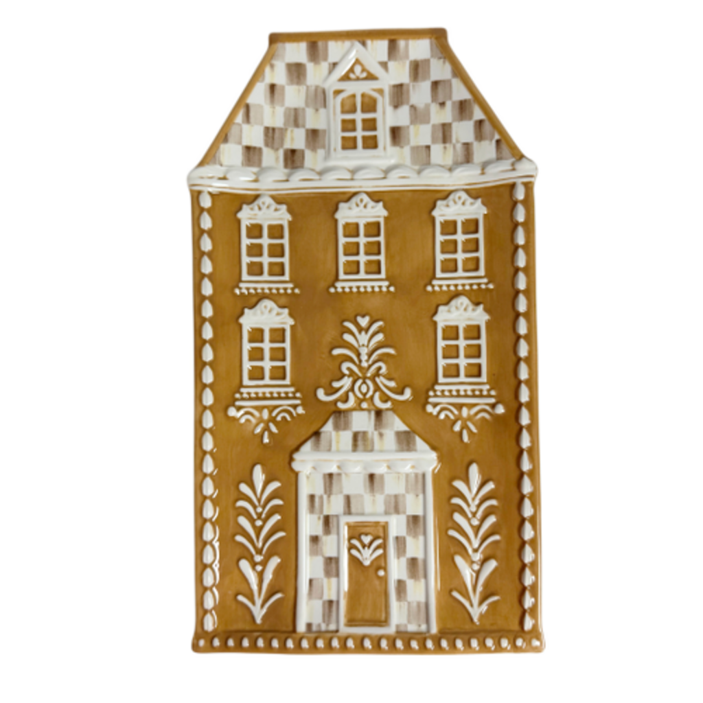 Mackenzie-Childs mocha check gingerbread serving platter