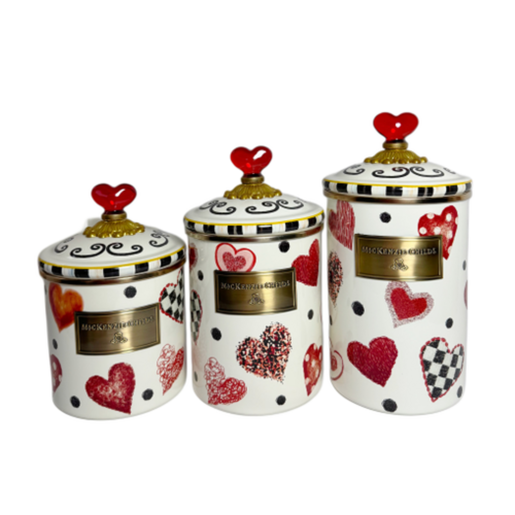 Mackenzie-Childs love canisters, set of 3