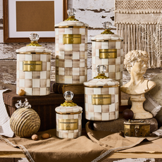 Mackenzie-Childs mocha check small canister