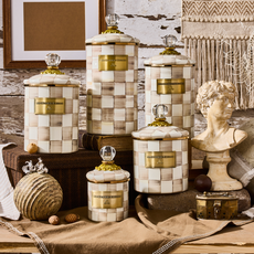 Mackenzie-Childs mocha check medium canister