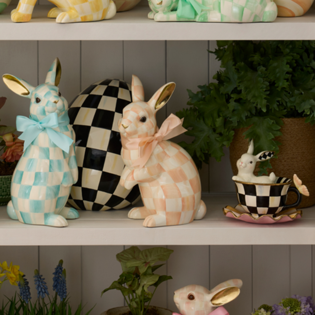 Mackenzie-Childs coral check duchess bunny