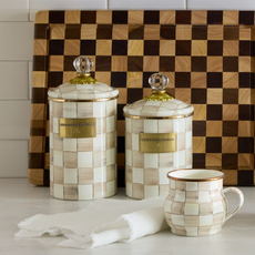 Mackenzie-Childs mocha check medium canister