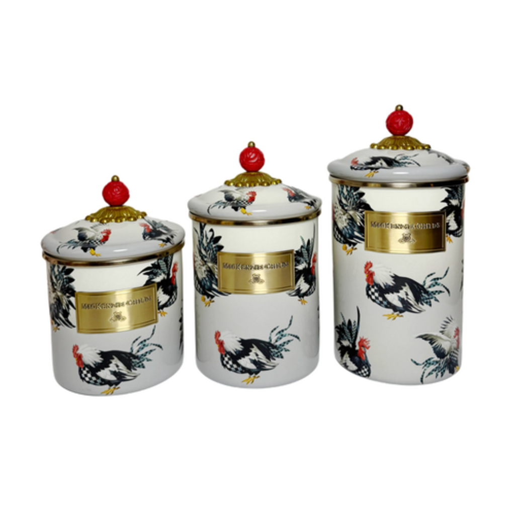 Mackenzie-Childs henhouse canisters, set of 3