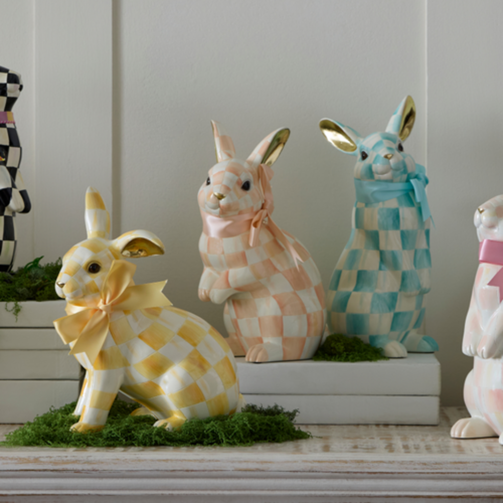 Mackenzie-Childs coral check duchess bunny