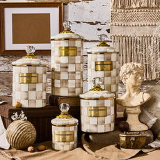 Mackenzie-Childs mocha check large canister