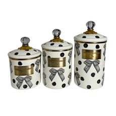 Mackenzie-Childs pretty as a bow canisters, set of 3