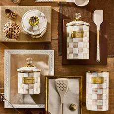 Mackenzie-Childs mocha check large canister