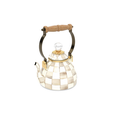 Mackenzie-Childs mocha check 1 quart tea kettle