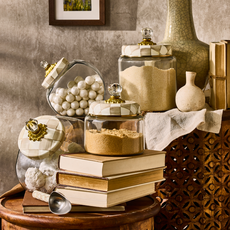 Mackenzie-Childs mocha check small kitchen canister