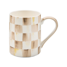 Mackenzie-Childs mocha check porcelain mug