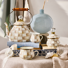 Mackenzie-Childs mocha check 2 quart tea kettle