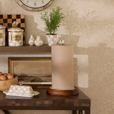 Mackenzie-Childs mocha check wood paper towel holder