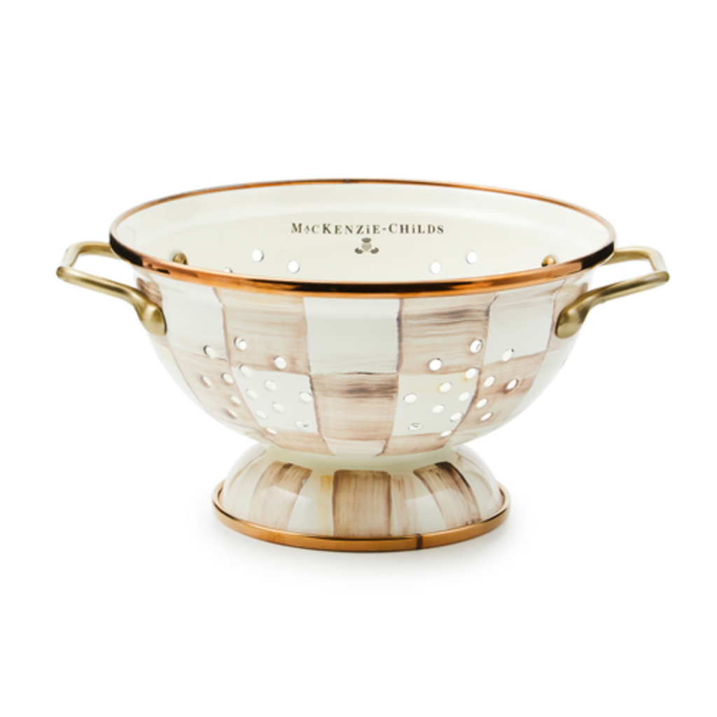 Mackenzie-Childs mocha check small colander