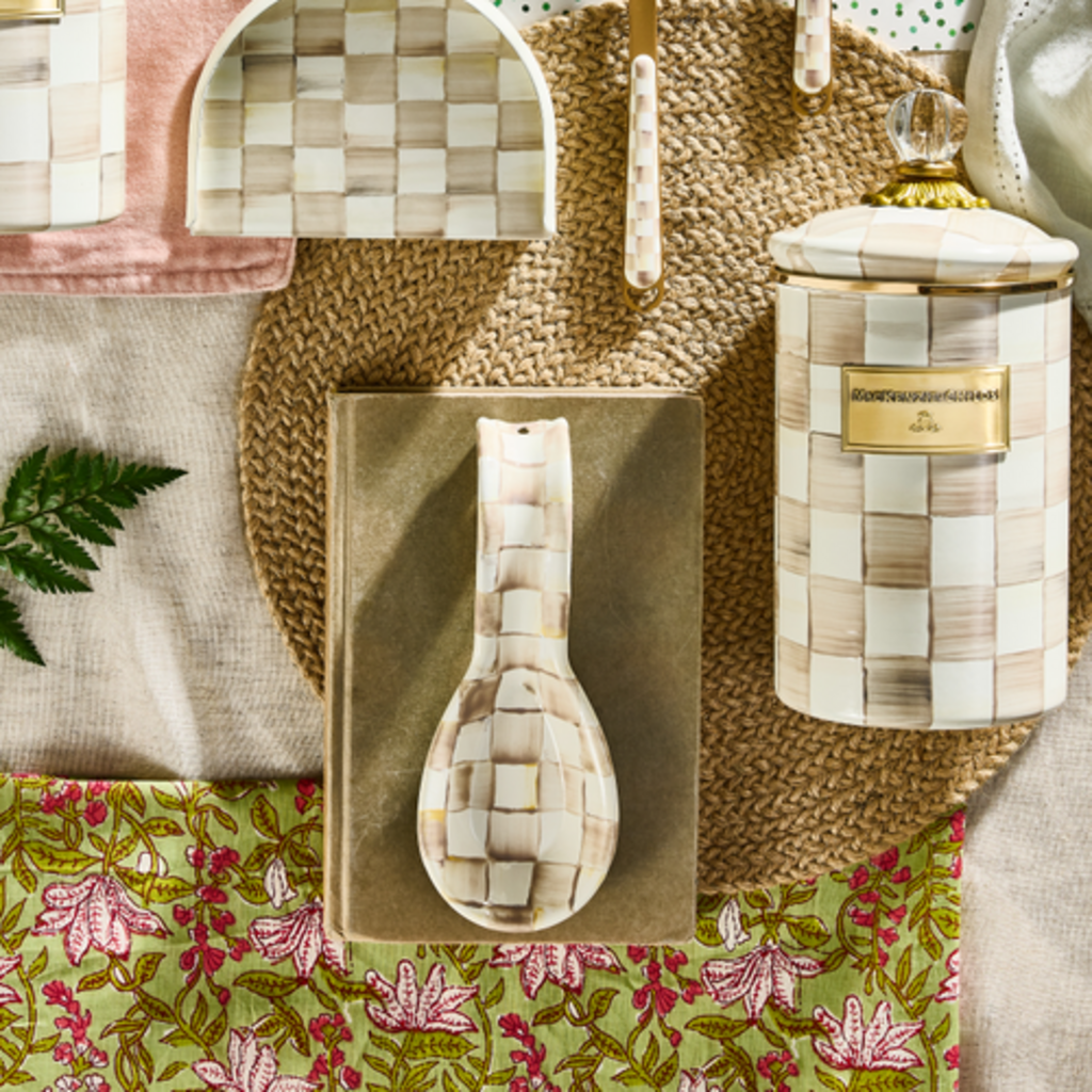 Mackenzie-Childs mocha check spoon rest