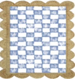 Mackenzie-Childs blue check with jute scallops 1'11.25" x 3'8.5" rug