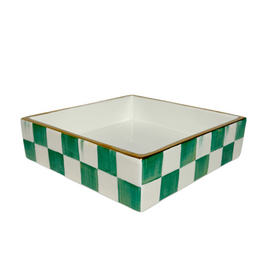 Mackenzie-Childs emerald check cocktail napkin holder