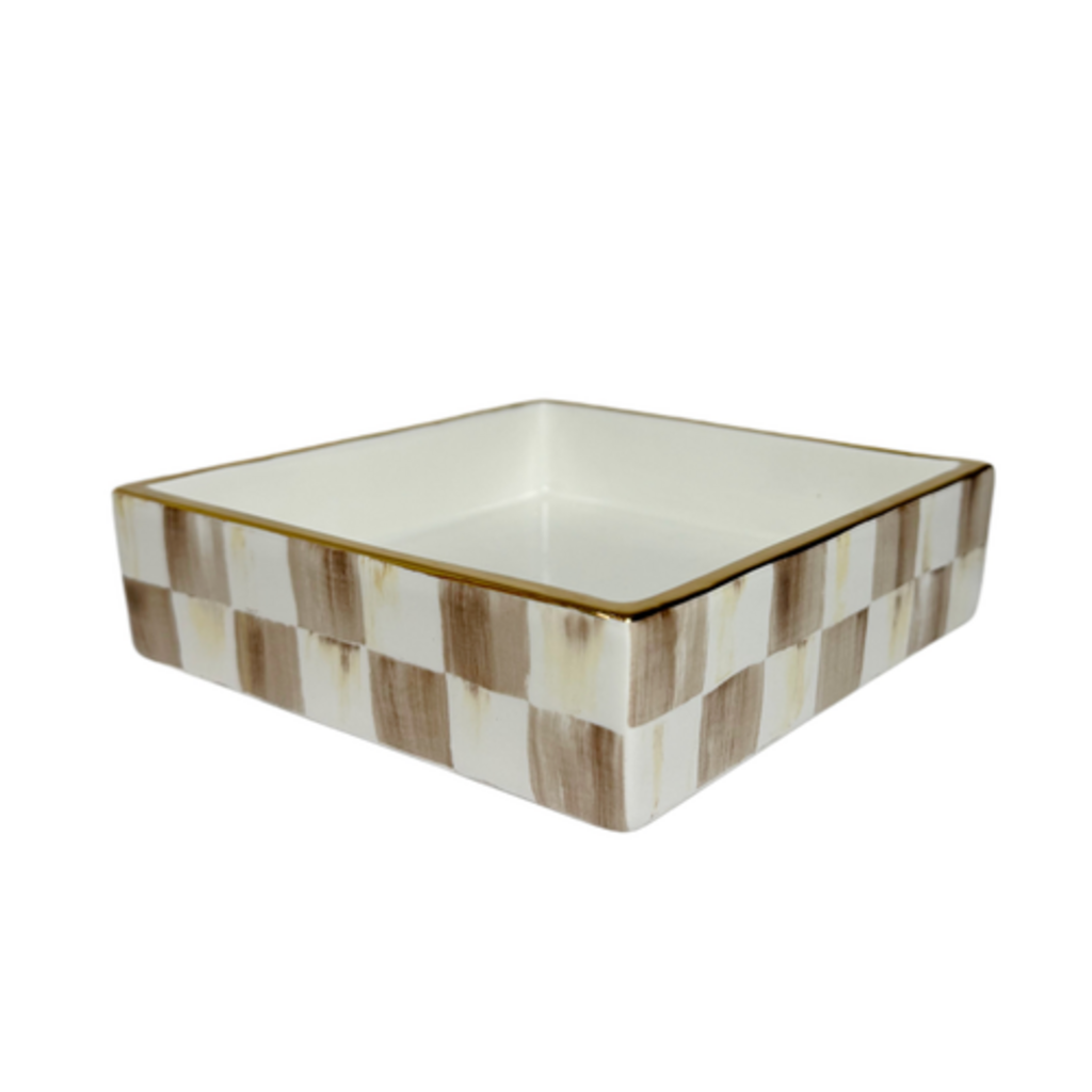Mackenzie-Childs mocha check cocktail napkin holder
