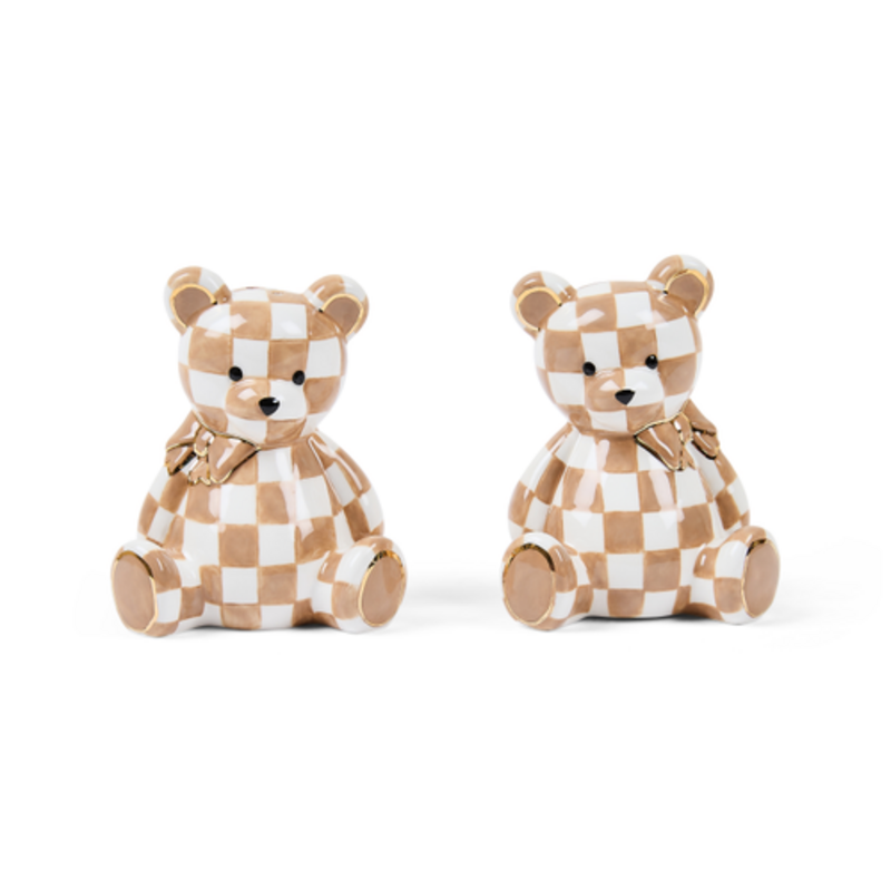 Mackenzie-Childs mocha bear salt & pepper set