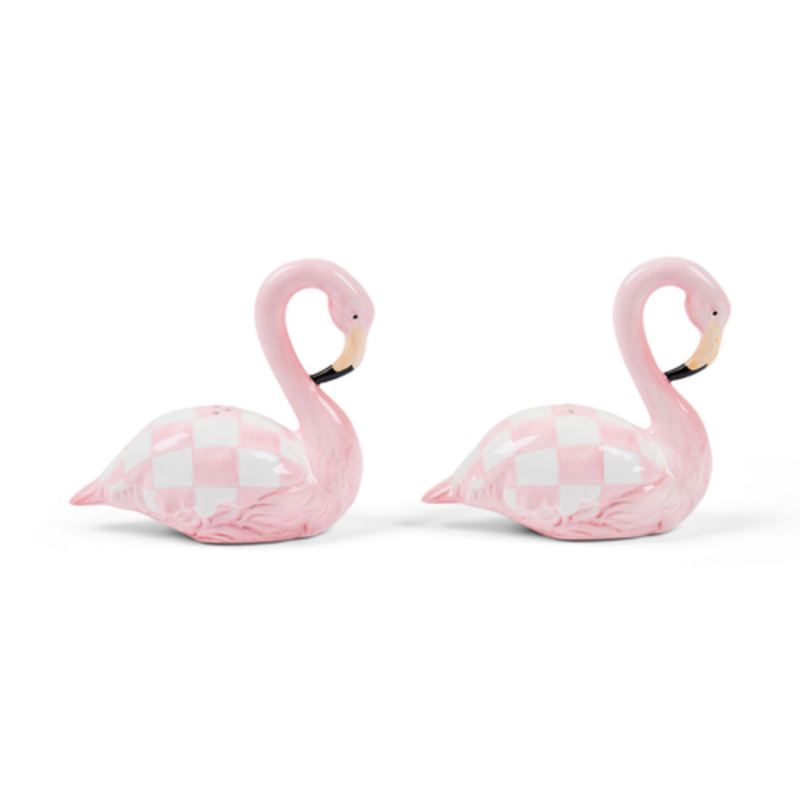 Mackenzie-Childs flamingo salt & pepper shaker set
