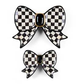 Mackenzie-Childs courtly check bow trinket dishes, set of 2
