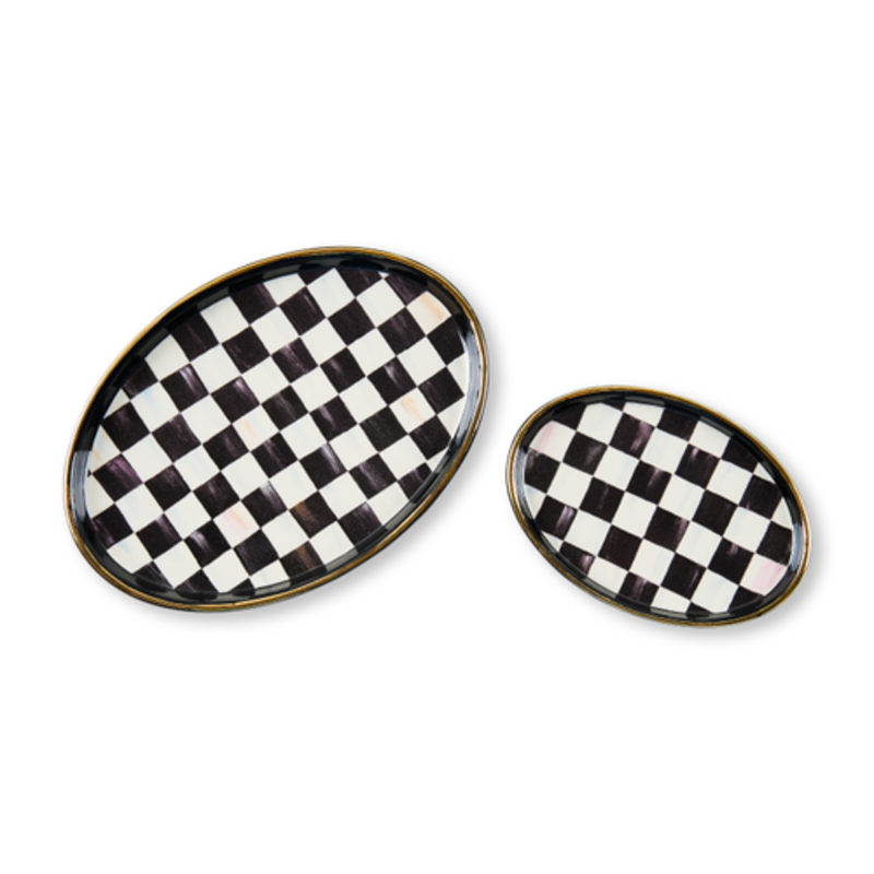 Mackenzie-Childs courtly check oval trinket dishes, set of 2