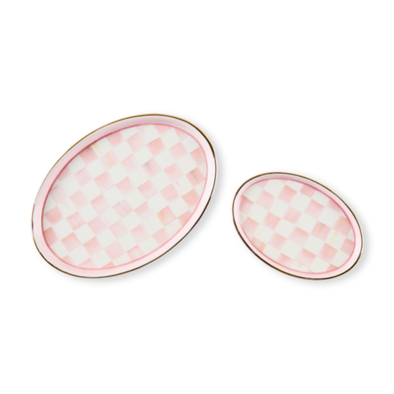 Mackenzie-Childs rosy check oval trinket dishes, set of 2