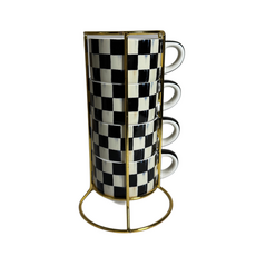 Mackenzie-Childs courtly check cappuccino cup tower