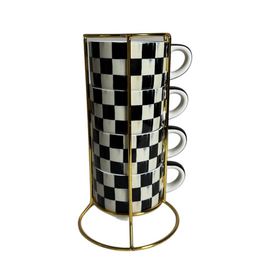 Mackenzie-Childs courtly check cappuccino cup tower