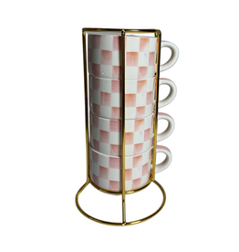 Mackenzie-Childs rosy check cappuccino cup tower