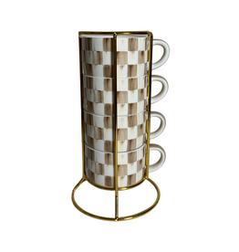 Mackenzie-Childs mocha check cappuccino cup tower