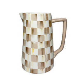 Mackenzie-Childs mocha check farmhouse pitcher