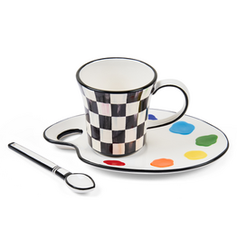 Mackenzie-Childs artist palette mug & saucer set