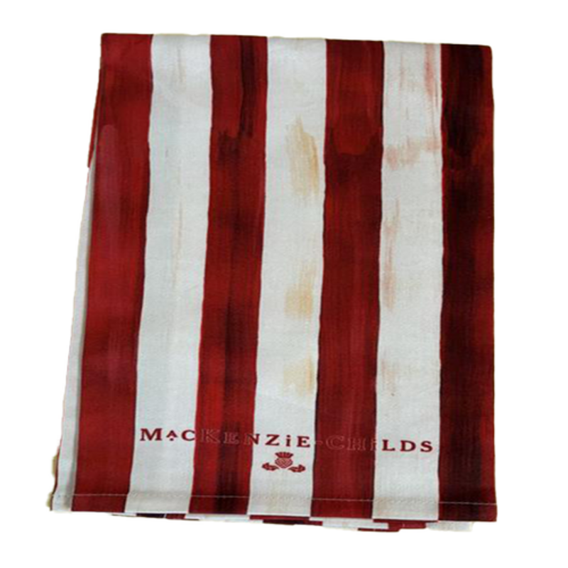Mackenzie-Childs cherry stripe printed dish towel