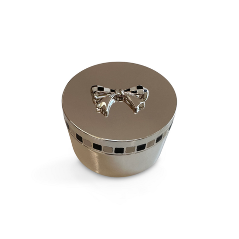 Mackenzie-Childs celebrate silver plated bow trinket box