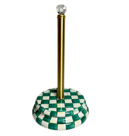 Mackenzie-Childs emerald check paper towel holder