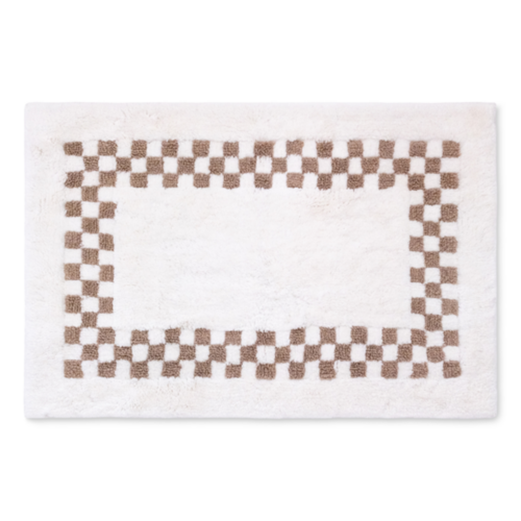 Mackenzie-Childs mocha check hotel bath rug