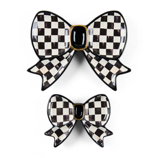 Mackenzie-Childs courtly check bow trinket dishes, set of 2