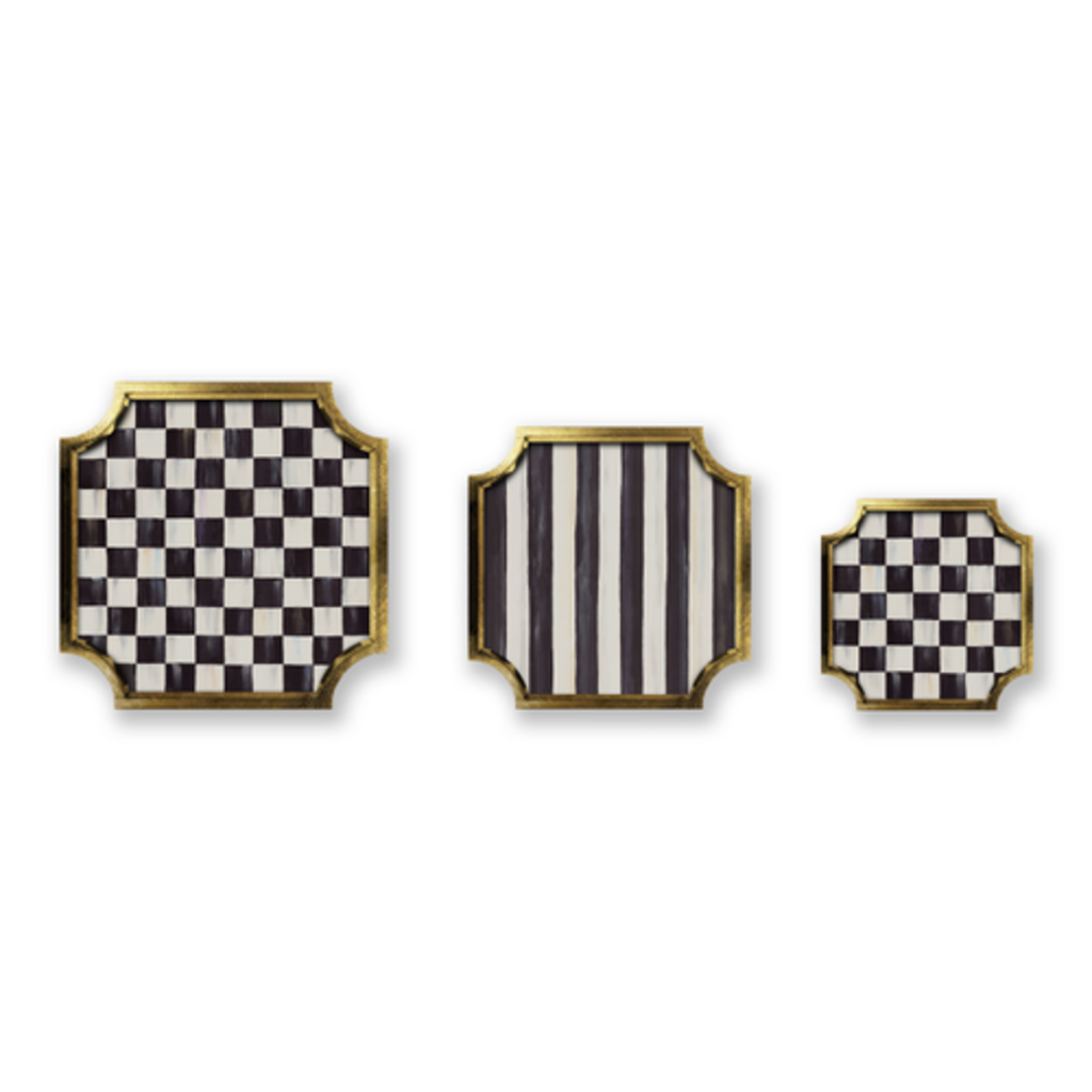 Mackenzie-Childs courtly stackable trinket trays, set of 3