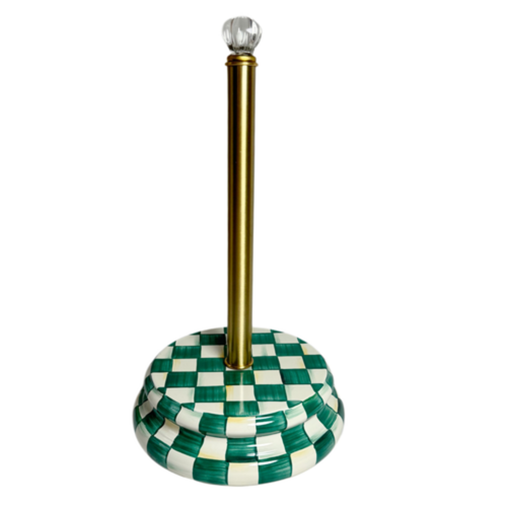 Mackenzie-Childs emerald check paper towel holder