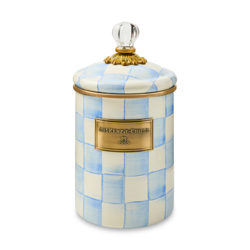 Mackenzie-Childs sky check medium canister
