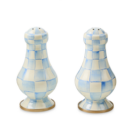 Mackenzie-Childs sky check large salt & pepper shakers