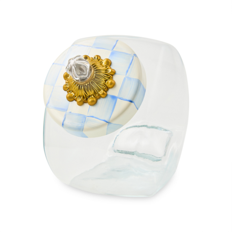Mackenzie-Childs sweets jar with sky check lid