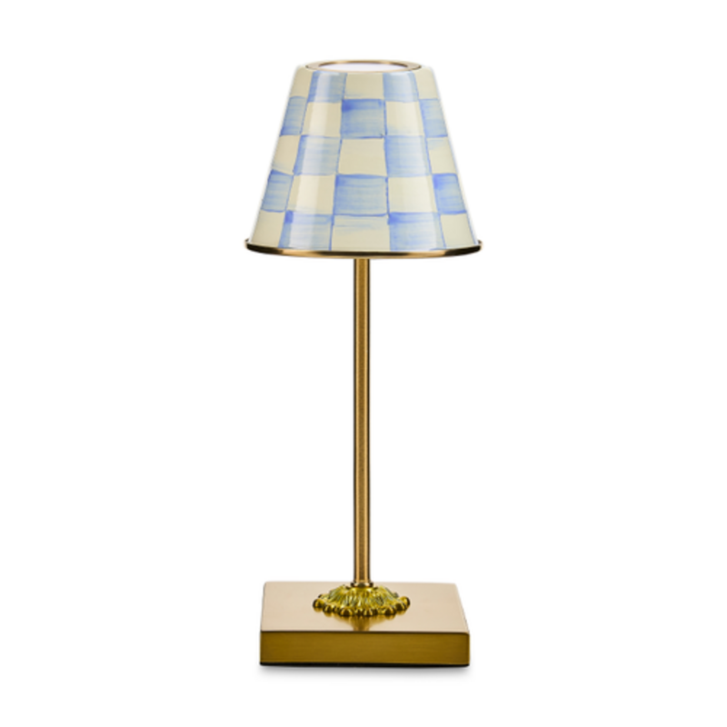 Mackenzie-Childs sky check led rechargeable cafe table lamp