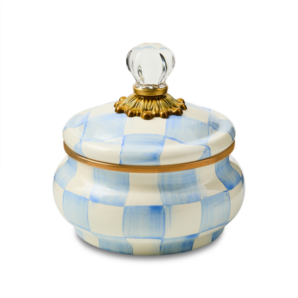 Mackenzie-Childs sky check squashed pot