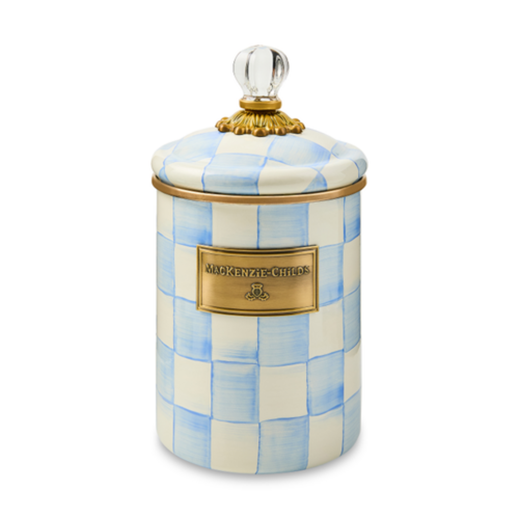 Mackenzie-Childs sky check medium canister