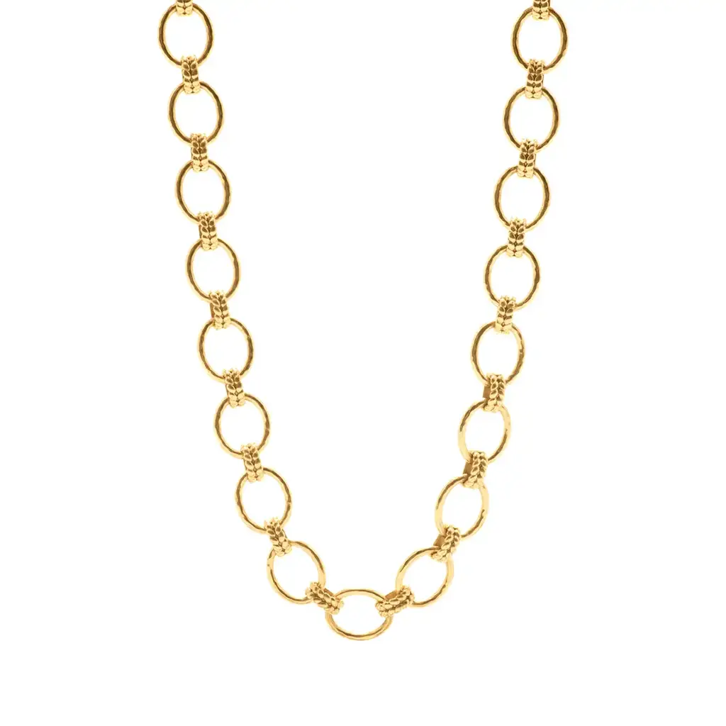 CAPUCINE DE WULF Cleopatra Grande Link Necklace in Hammered Gold