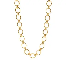 CAPUCINE DE WULF Cleopatra Grande Link Necklace in Hammered Gold
