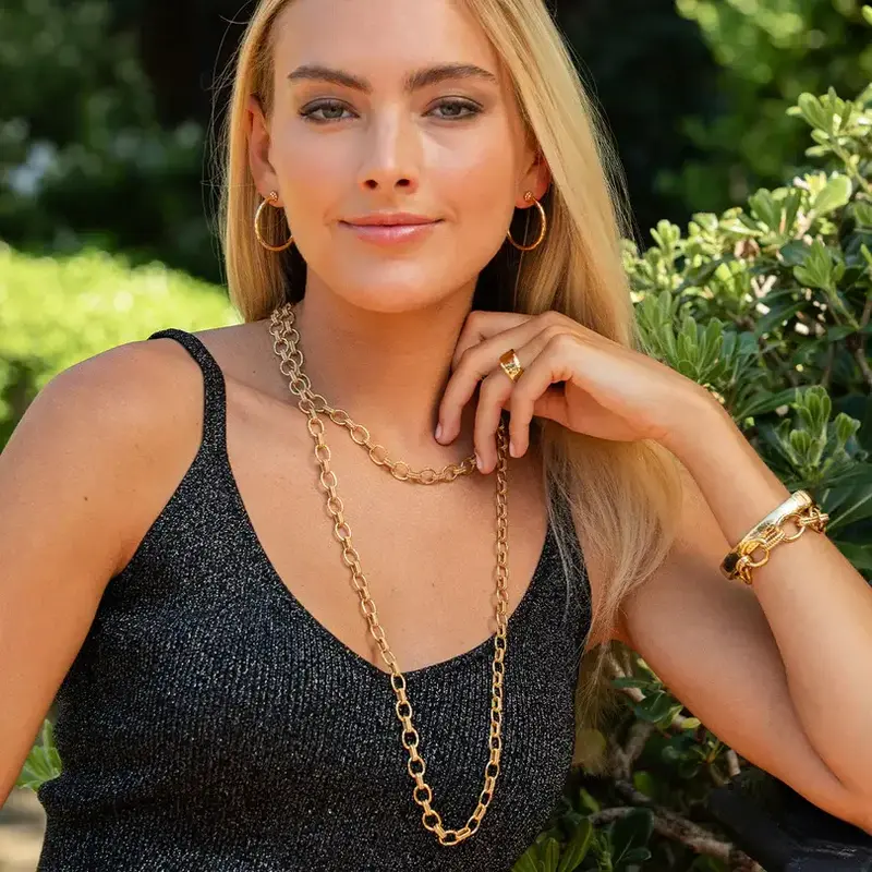 CAPUCINE DE WULF Cleopatra Small Link Necklace, 16"+2" - Gold