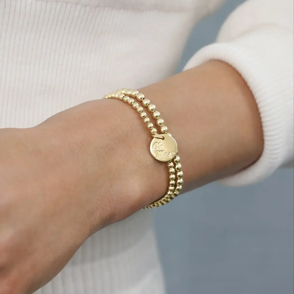enewton ECOLLEGIATE CLASSIC GOLD 3MM BRACELET - OLE MISS DISC